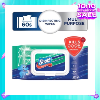 SCOTT Protect Disinfecting Multipurpose Anti-bacterial Wet Wipes Kills 99.9% Bacteria 60s