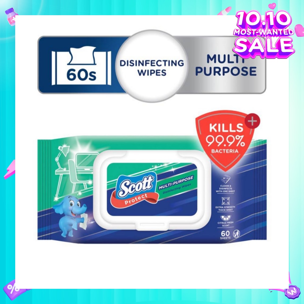 Protect Disinfecting Multipurpose Anti-bacterial Wet Wipes Kills 99.9% Bacteria 60s