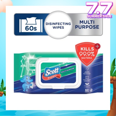 SCOTT Protect Disinfecting Multipurpose Anti-bacterial Wet Wipes Kills 99.9% Bacteria 60s