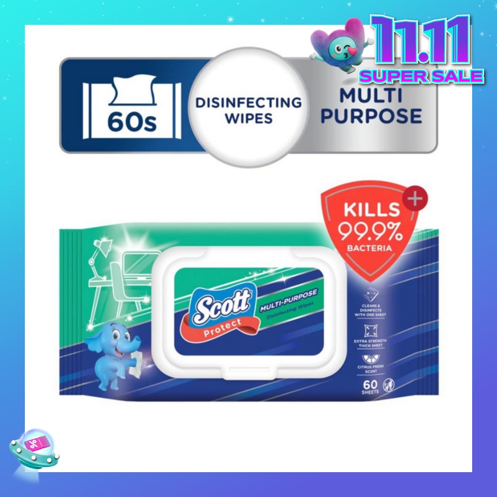 Protect Disinfecting Multipurpose Anti-bacterial Wet Wipes Kills 99.9% Bacteria 60s