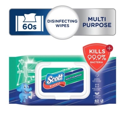 SCOTT Protect Disinfecting Multipurpose Anti-bacterial Wet Wipes Kills 99.9% Bacteria 60s