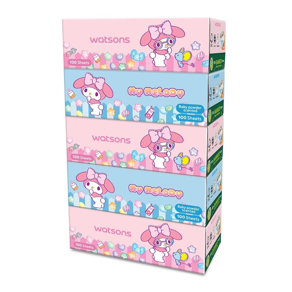 Sanrio My Melody Baby Powder Velvet Facial Box Tissue 3Ply 100s x 5