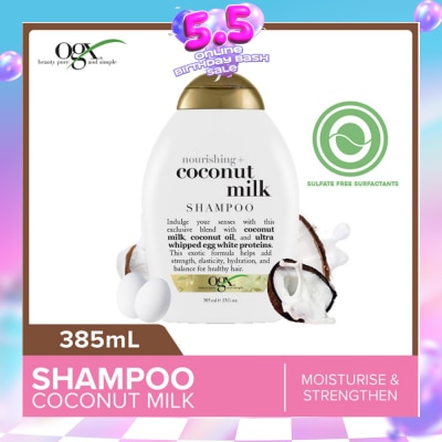 OGX - Coconut Milk Shampoo + Nourishing (For Normal To Damaged Hair In Need Of Repair And Strengthen) 385ml