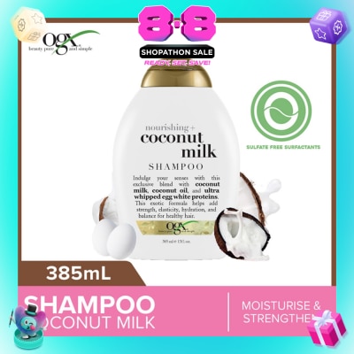 OGX - Coconut Milk Shampoo + Nourishing (For Normal To Damaged Hair In Need Of Repair And Strengthen) 385ml