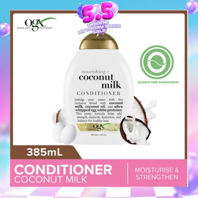 OGX - Coconut Milk Conditioner + Nourishing (For Normal To Damaged Hair In Need Of Repair And Strengthen) 385ml