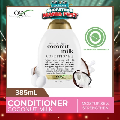 OGX - Coconut Milk Conditioner + Nourishing (For Normal To Damaged Hair In Need Of Repair And Strengthen) 385ml