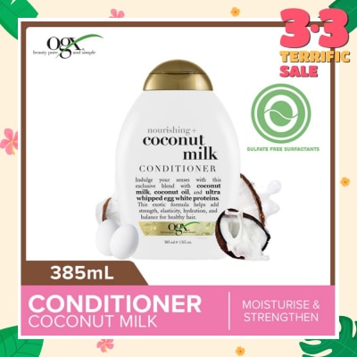 OGX Coconut Milk Conditioner + Nourishing (For Normal To Damaged Hair In Need Of Repair And Strengthen) 385ml