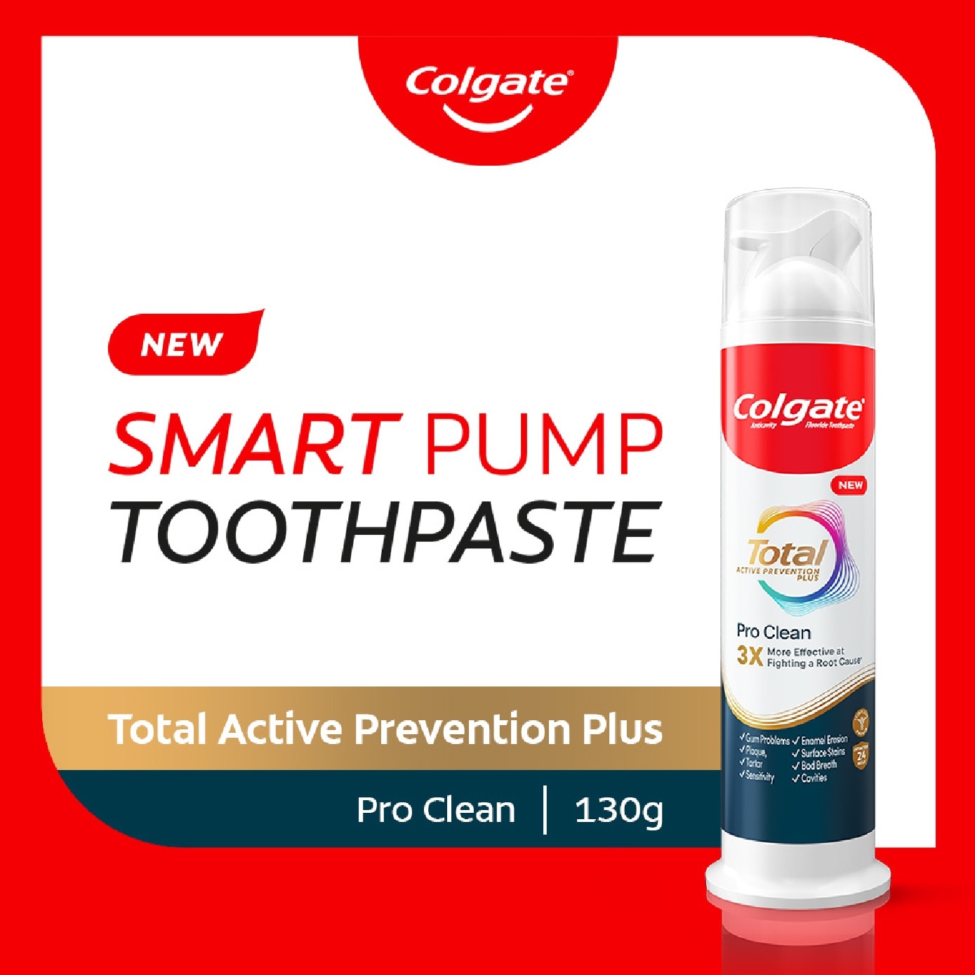 Total Active Prevention Plus Pro Clean Smart Pump Toothpaste 130g