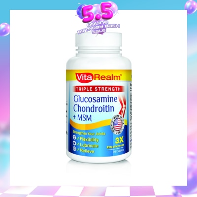 VITAREALM - Triple Strength Glucosamine Chondroitin + MSM 60 Tablets
