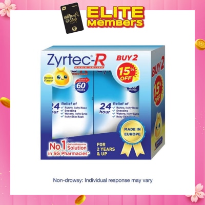 ZYRTEC No.1 Rapid Relief Oral Antihistamine Solution Banana Flavour Packset (Suitable for Above 2yrs Old) 75ml x 2s