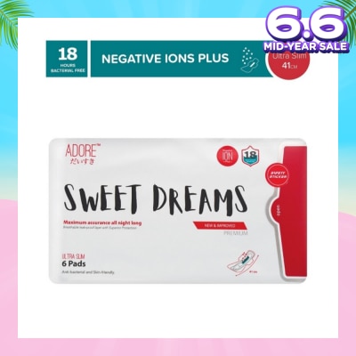 ADORE Sweet Dreams Ultra Slim Maximum Assurance Sanitary Pad All Night Long 41cm (For Heavy Flow) 6s