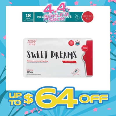 ADORE - Sweet Dreams Ultra Slim Maximum Assurance Sanitary Pad All Night Long 41cm (For Heavy Flow) 6s