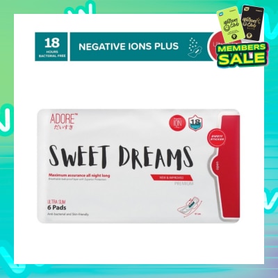 ADORE Sweet Dreams Ultra Slim Maximum Assurance Sanitary Pad All Night Long 41cm (For Heavy Flow) 6s