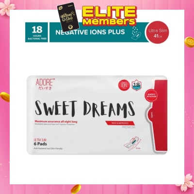 ADORE Sweet Dreams Ultra Slim Maximum Assurance Sanitary Pad All Night Long 41cm (For Heavy Flow) 6s