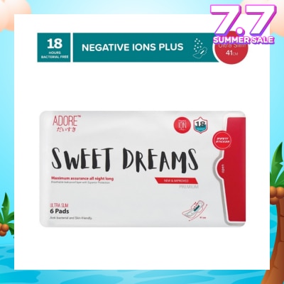 ADORE Sweet Dreams Ultra Slim Maximum Assurance Sanitary Pad All Night Long 41cm (For Heavy Flow) 6s