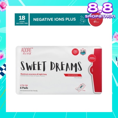 ADORE Sweet Dreams Ultra Slim Maximum Assurance Sanitary Pad All Night Long 41cm (For Heavy Flow) 6s