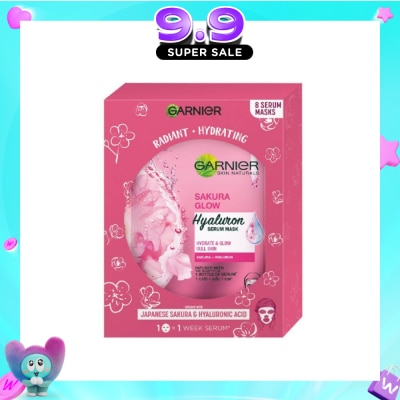 GARNIER - Hydra Bomb Sakura Glow Super Hydrating Pinkish Glow Serum Mask Sheets (For Dull Skin Lacking Glow) 8s image