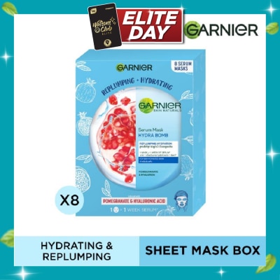GARNIER Hydra Bomb Pomegranate Super Hydrating Replumping Serum Mask Sheets (For Dehydrated Skin) 8s image