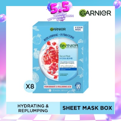GARNIER - Hydra Bomb Pomegranate Super Hydrating Replumping Serum Mask Sheets (For Dehydrated Skin) 8s