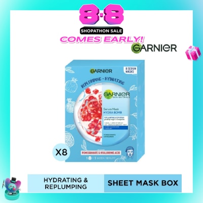 GARNIER - Hydra Bomb Pomegranate Super Hydrating Replumping Serum Mask Sheets (For Dehydrated Skin) 8s