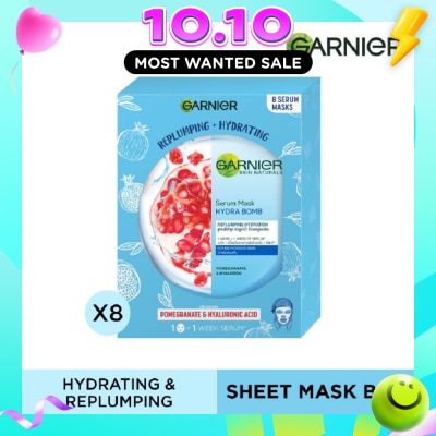 GARNIER Hydra Bomb Pomegranate Super Hydrating Replumping Serum Mask Sheets (For Dehydrated Skin) 8s image