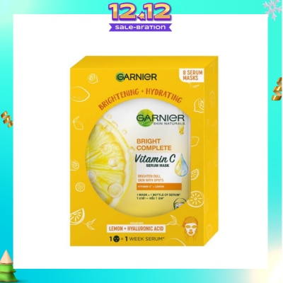 GARNIER Hydra Bomb Bright Complete Super Hydrating Brightening Serum Mask Sheets (For Dull Skin with Spots) 8s