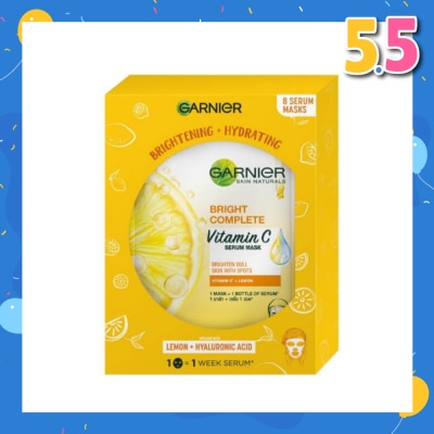 GARNIER Hydra Bomb Bright Complete Super Hydrating Brightening Serum Mask Sheets (For Dull Skin with Spots) 8s