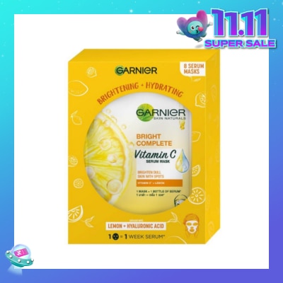 GARNIER Hydra Bomb Bright Complete Super Hydrating Brightening Serum Mask Sheets (For Dull Skin with Spots) 8s