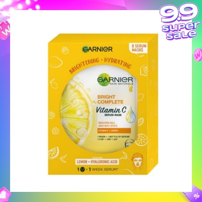 GARNIER Hydra Bomb Bright Complete Super Hydrating Brightening Serum Mask Sheets (For Dull Skin with Spots) 8s