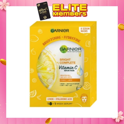 GARNIER Hydra Bomb Bright Complete Super Hydrating Brightening Serum Mask Sheets (For Dull Skin with Spots) 8s