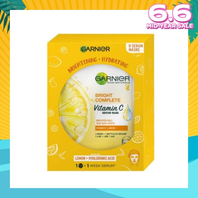 GARNIER Hydra Bomb Bright Complete Super Hydrating Brightening Serum Mask Sheets (For Dull Skin with Spots) 8s