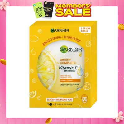 GARNIER Hydra Bomb Bright Complete Super Hydrating Brightening Serum Mask Sheets (For Dull Skin with Spots) 8s