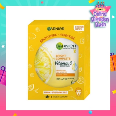 GARNIER Hydra Bomb Bright Complete Super Hydrating Brightening Serum Mask Sheets (For Dull Skin with Spots) 8s
