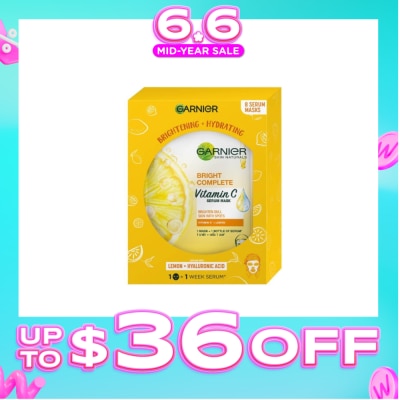 GARNIER - Hydra Bomb Bright Complete Super Hydrating Brightening Serum Mask Sheets (For Dull Skin with Spots) 8s