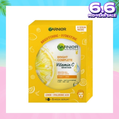 GARNIER Hydra Bomb Bright Complete Super Hydrating Brightening Serum Mask Sheets (For Dull Skin with Spots) 8s
