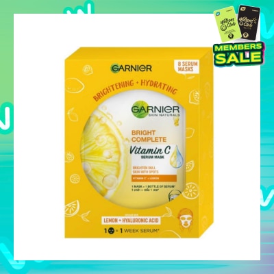 GARNIER Hydra Bomb Bright Complete Super Hydrating Brightening Serum Mask Sheets (For Dull Skin with Spots) 8s