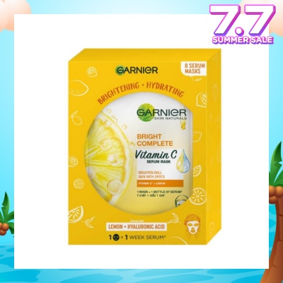 GARNIER Hydra Bomb Bright Complete Super Hydrating Brightening Serum Mask Sheets (For Dull Skin with Spots) 8s