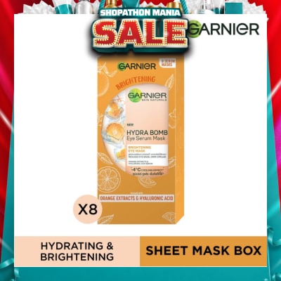 GARNIER - Hydra Bomb Eye Serum Mask Brightening Eye Mask with Hyaluronnic Acid & Orange Extracts (Reduces Eye_bags Dark Circles) 8s