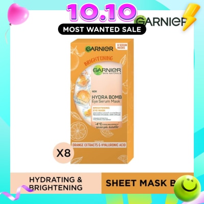 GARNIER Hydra Bomb Eye Serum Mask Brightening Eye Mask with Hyaluronnic Acid & Orange Extracts (Reduces Eye bags Dark Circles) 8s image