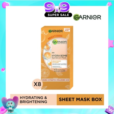 GARNIER - Hydra Bomb Eye Serum Mask Brightening Eye Mask with Hyaluronnic Acid & Orange Extracts (Reduces Eye_bags Dark Circles) 8s image