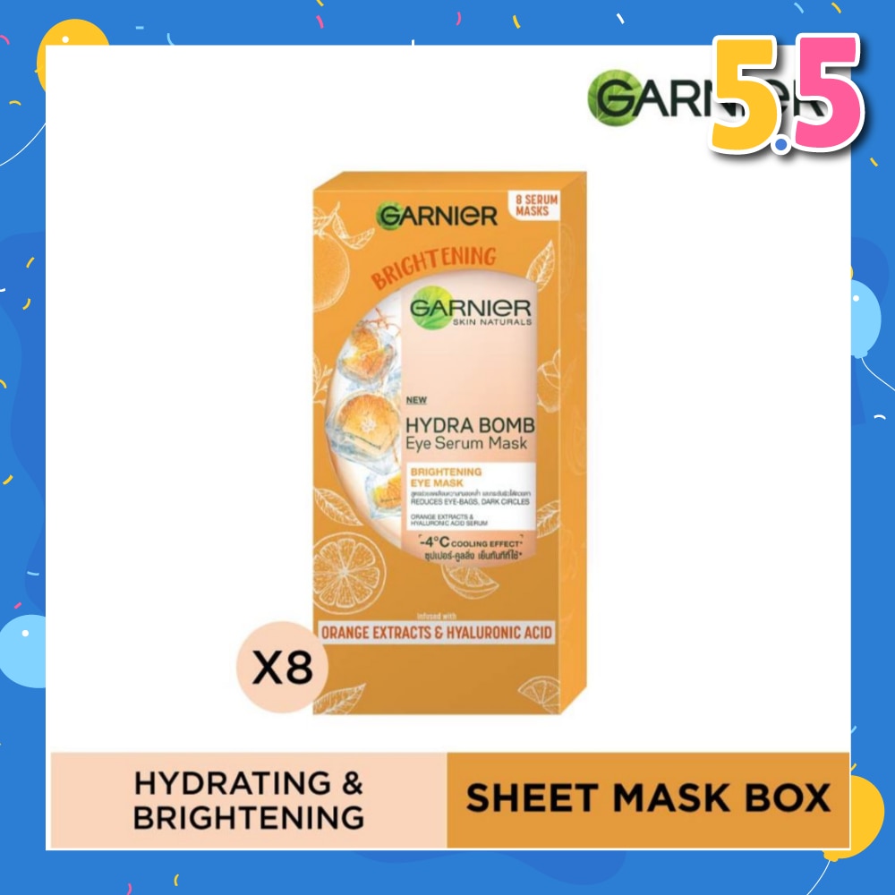 Hydra Bomb Eye Serum Mask Brightening Eye Mask with Hyaluronnic Acid & Orange Extracts (Reduces Eye_bags Dark Circles) 8s