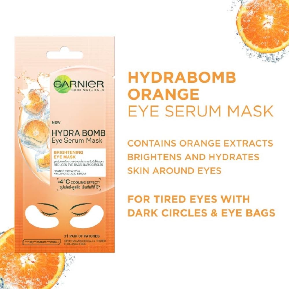 Hydra Bomb Eye Serum Mask Brightening Eye Mask with Hyaluronnic Acid & Orange Extracts (Reduces Eye_bags Dark Circles) 8s