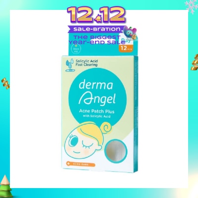 DERMA ANGEL Acne Patch Plus with Salicylic Acid Fast Clearing Ultra Thin Edge (Easy Removal) Day 12s