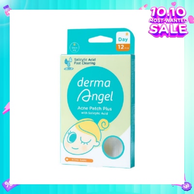 DERMA ANGEL Acne Patch Plus with Salicylic Acid Fast Clearing Ultra Thin Edge (Easy Removal) Day 12s