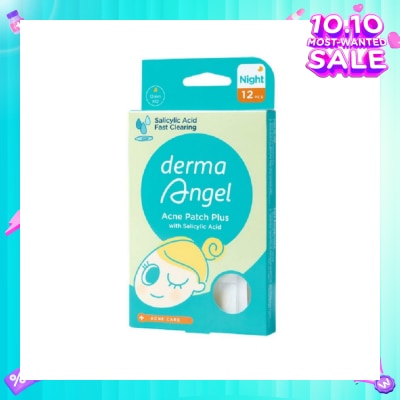 DERMA ANGEL Acne Patch Plus with Salicylic Acid Fast Clearing Ultra Thin Edge (Easy Removal) Night 12s