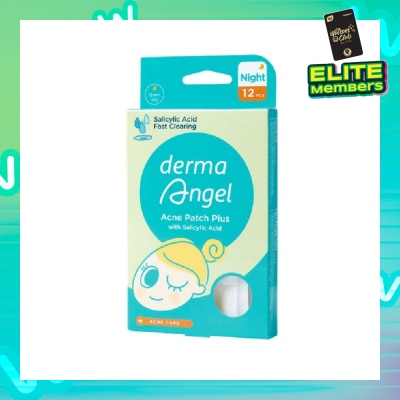 DERMA ANGEL Acne Patch Plus with Salicylic Acid Fast Clearing Ultra Thin Edge (Easy Removal) Night 12s