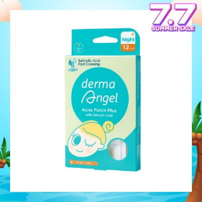 DERMA ANGEL Acne Patch Plus with Salicylic Acid Fast Clearing Ultra Thin Edge (Easy Removal) Night 12s