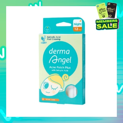 DERMA ANGEL Acne Patch Plus with Salicylic Acid Fast Clearing Ultra Thin Edge (Easy Removal) Night 12s