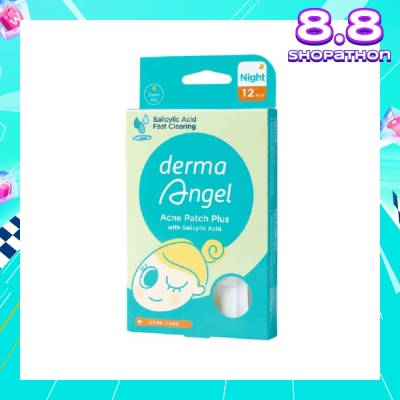DERMA ANGEL Acne Patch Plus with Salicylic Acid Fast Clearing Ultra Thin Edge (Easy Removal) Night 12s