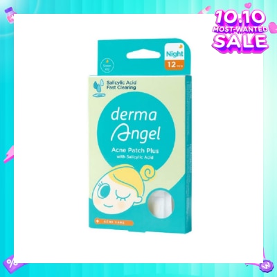 DERMA ANGEL Acne Patch Plus with Salicylic Acid Fast Clearing Ultra Thin Edge (Easy Removal) Night 12s